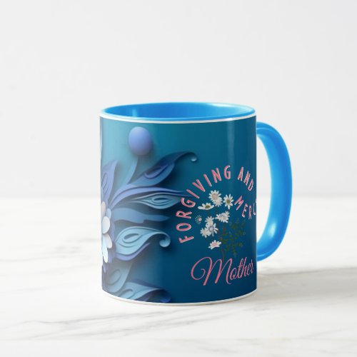 Forgiving and Merciful Mother Blue Floral Mug