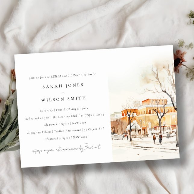 Forgo North Dakota City Scape Rehearsal Dinner Invitation (Creator Uploaded)