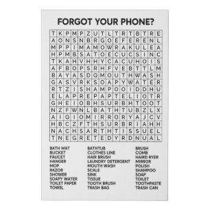 Forgot Your Phone? Bathroom Word Search Puzzle Faux Canvas Print