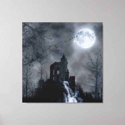 Forgotten Castle Ruins Gothic Landscape Canvas Print