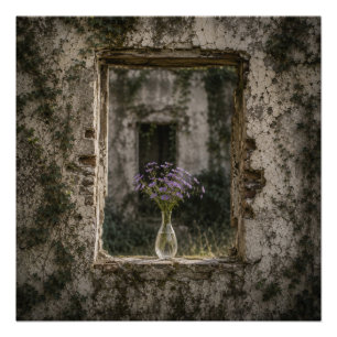 Forgotten Garden Purple Asters Window Poster