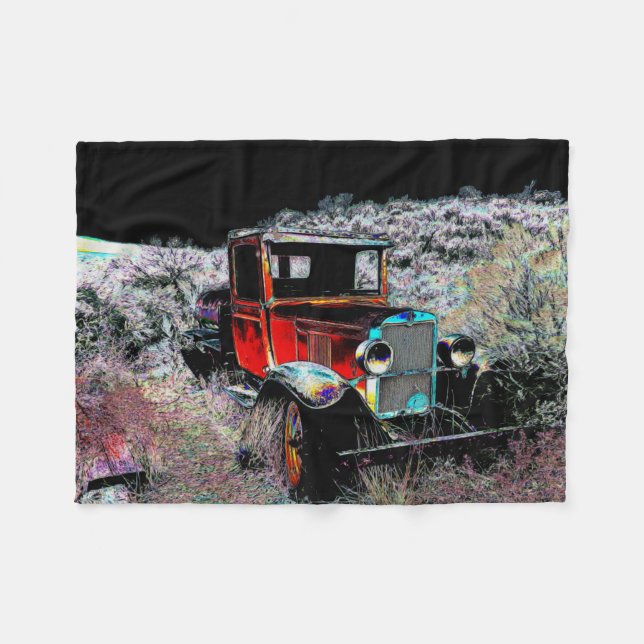 Forgotten - Old Vintage Truck Fleece Blanket (Front (Horizontal))