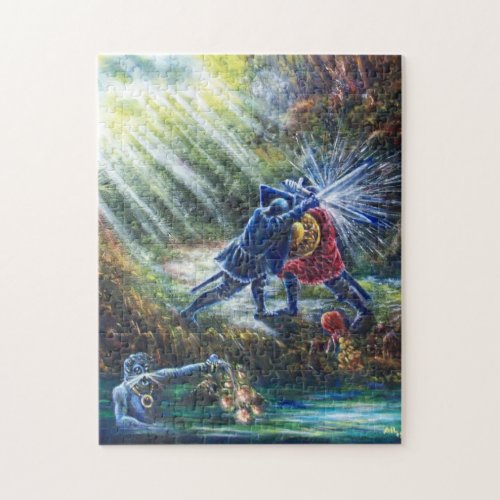 FORGOTTEN ROSE Fighting KnightsMoney and Devil Jigsaw Puzzle