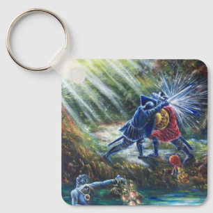 FORGOTTEN ROSE Fighting Knights,Money and Devil Keychain