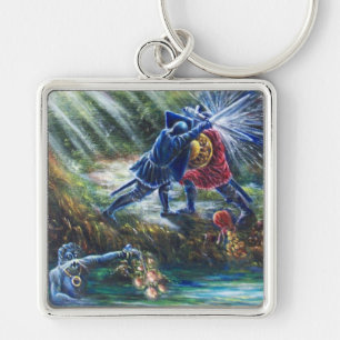 FORGOTTEN ROSE Fighting Knights,Money and Devil Keychain