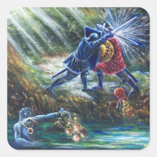 FORGOTTEN ROSE Fighting Knights,Money and Devil Square Sticker