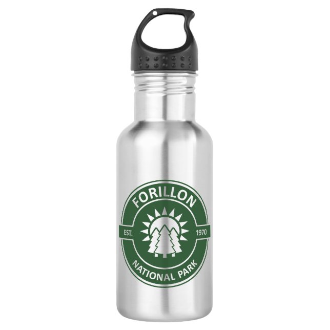 Forillon National Park Sun Trees Stainless Steel Water Bottle (Front)