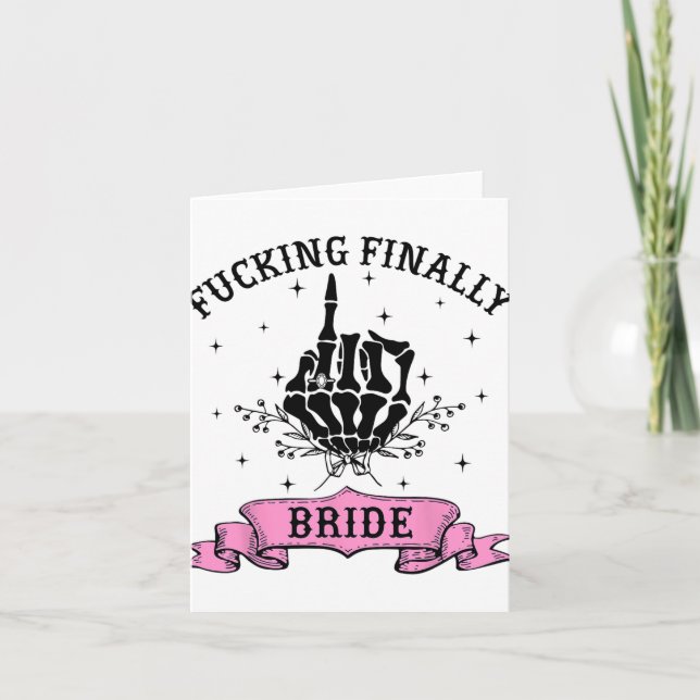 Foring Finally Bride Skeleton Hand Halloween Bache Card (Front)