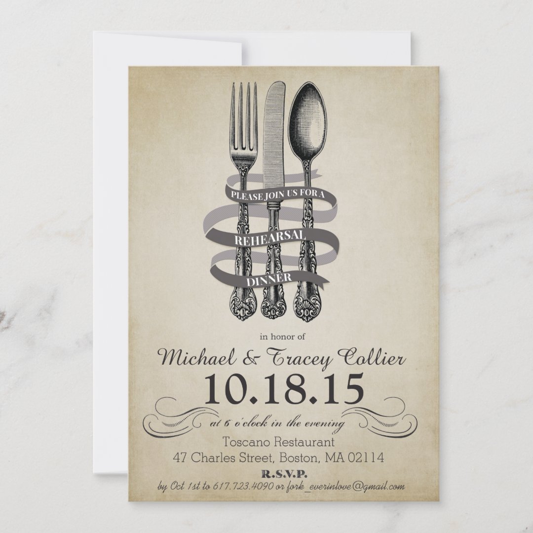 Fork and Knife Rehearsal Dinner Invitation Zazzle