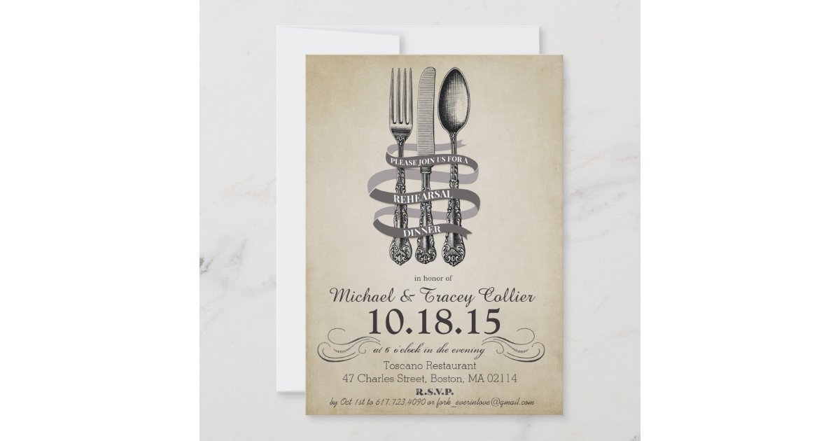 Fork and Knife Rehearsal Dinner Invitation Zazzle