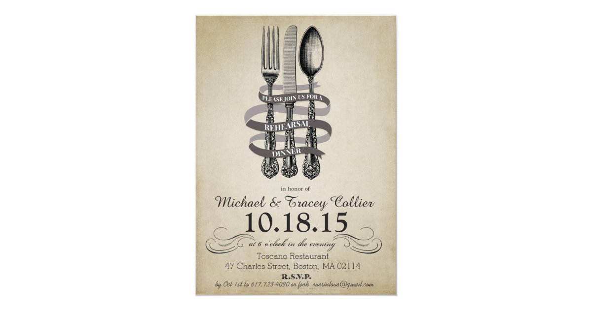 Fork and Knife Rehearsal Dinner Invitation