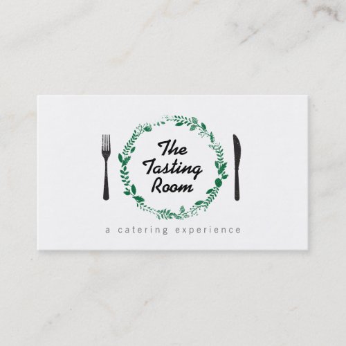 Fork and Knife Wreath 3 Catering Chef Restaurant Business Card