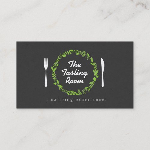 Fork and Knife Wreath 4 Catering Chef Restaurant Business Card