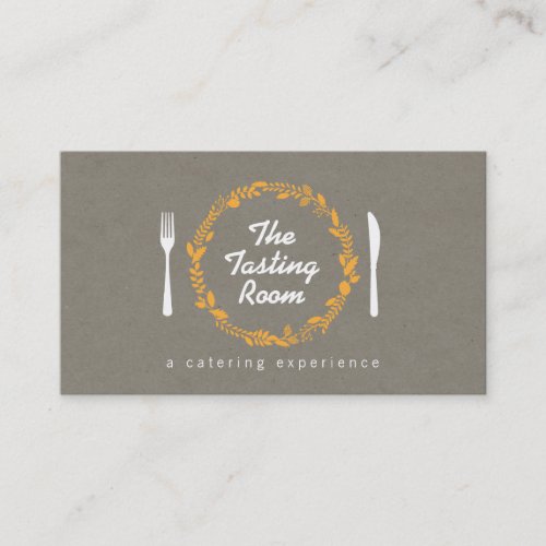 Fork and Knife Wreath 5 Catering Chef Restaurant Business Card