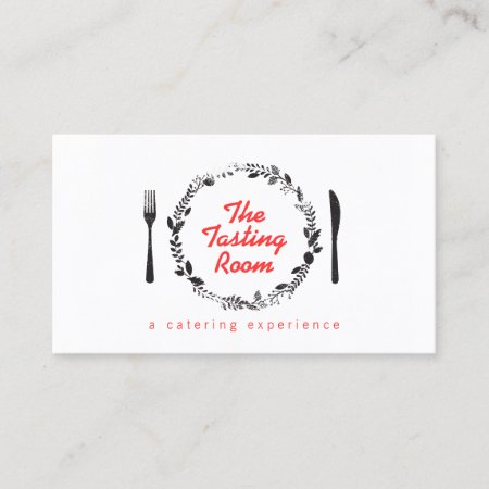 Fork And Knife Wreath Catering, Chef, Restaurant Business Card