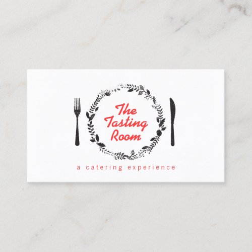 Fork and Knife Wreath Catering Chef Restaurant Business Card