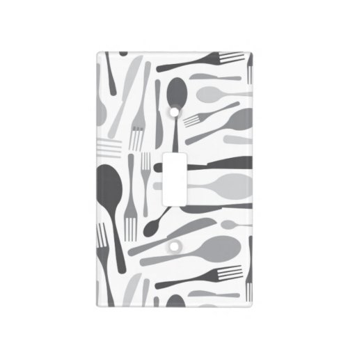 Fork and Knives Kitchen Chef Pattern Grey Light Switch Cover