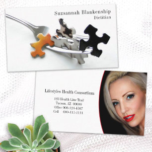 Fork and Puzzle Pieces Professional Headshot Photo Business Card