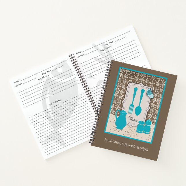 Fork and Spoon Personalized Recipe Notebook (Inside)