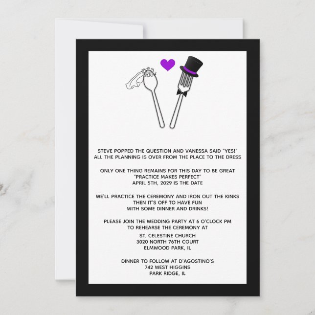 Fork and Spoon Rehearsal Dinner Invitation (Front)