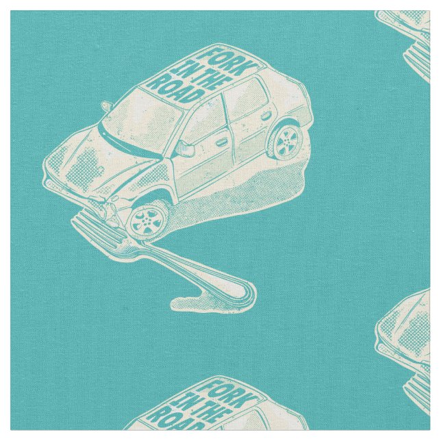 Fork in the road car accident fabric (Close Up)