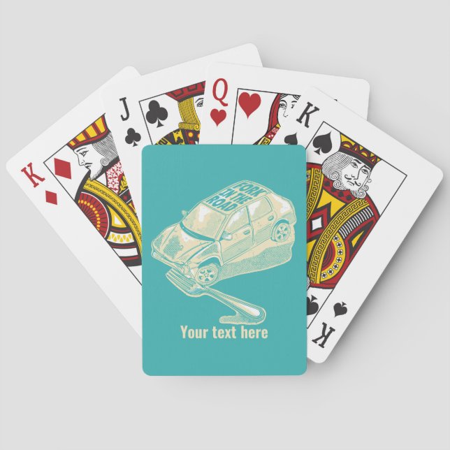 Fork in the road car accident poker cards (Back)