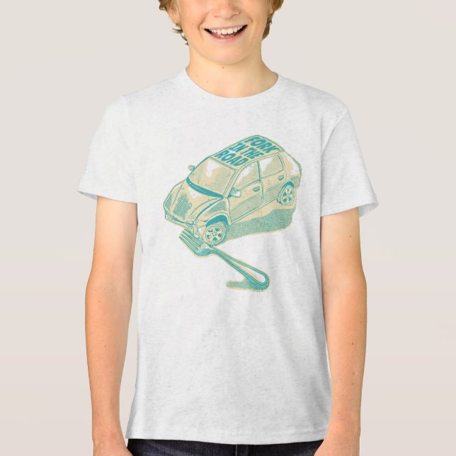Fork in the road car accident Tri-Blend shirt (Front)