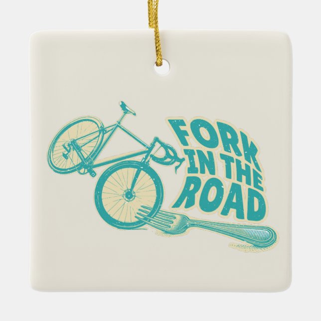 Fork in the road Funny bicycle Ceramic Ornament (Front)
