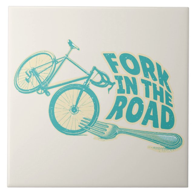 Fork in the road Funny bicycle Ceramic Tile (Front)