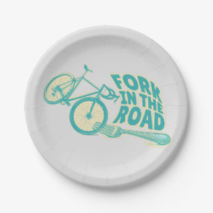 Fork in the road Funny bicycle Paper Plates