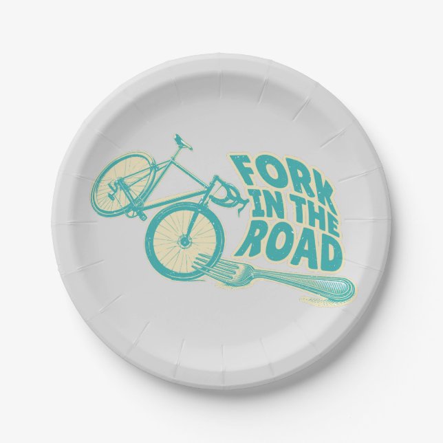 Fork in the road Funny bicycle Paper Plates (Front)