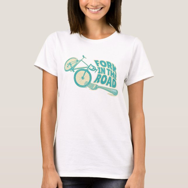 Fork in the road Funny bicycle T-Shirt (Front)