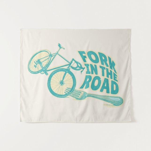 Fork in the road Funny bicycle Tapestry (Front (Horizontal))