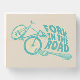 Fork in the road Funny bicycle Wooden Box Sign