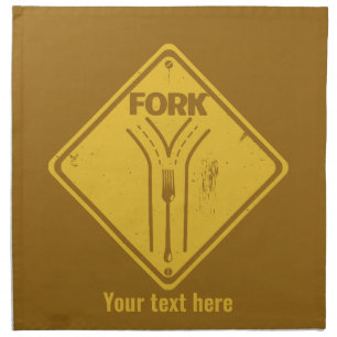 Fork in the road funny traffic sign cloth napkin