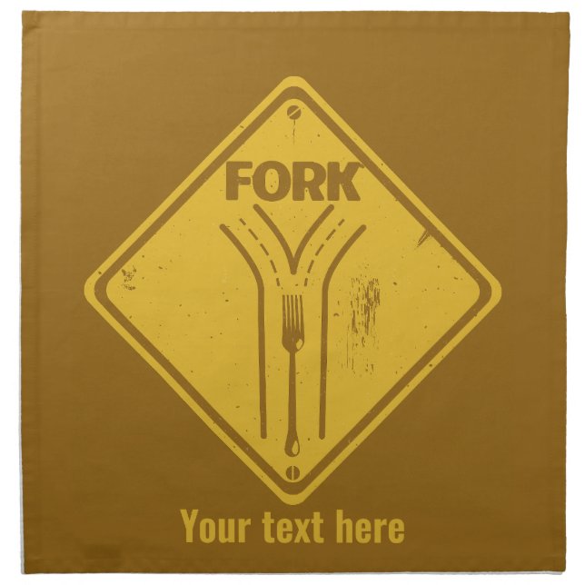 Fork in the road funny traffic sign cloth napkin (Front)