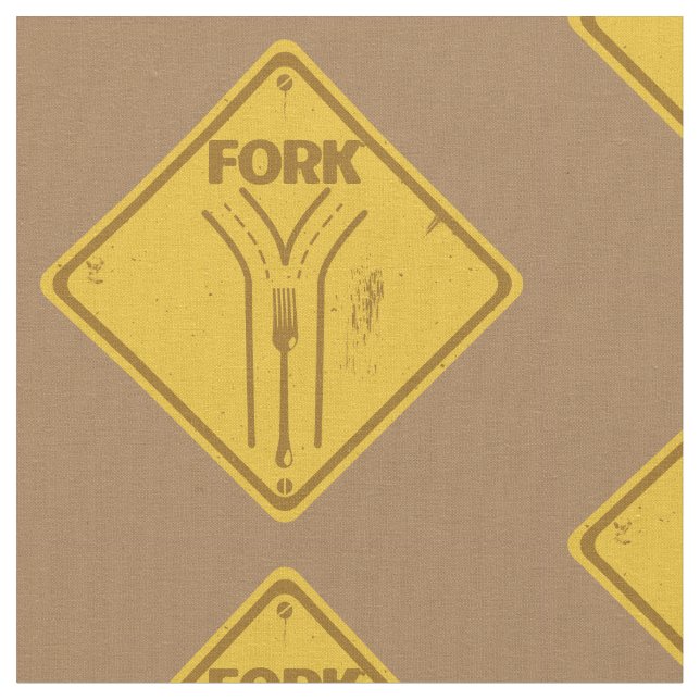 Fork in the road funny traffic sign fabric (Close Up)