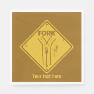 Fork in the road funny traffic sign napkins