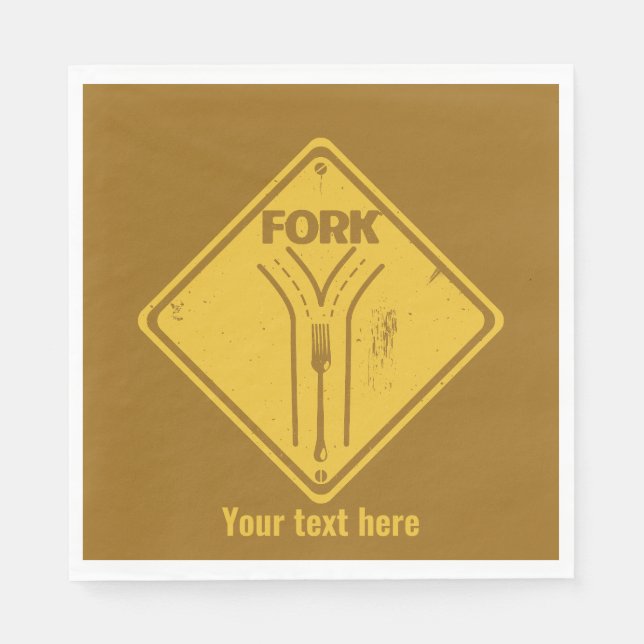 Fork in the road funny traffic sign napkins (Front)