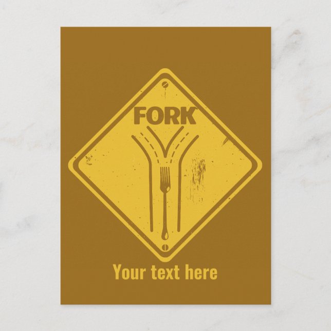Fork in the road funny traffic sign postcard (Front)
