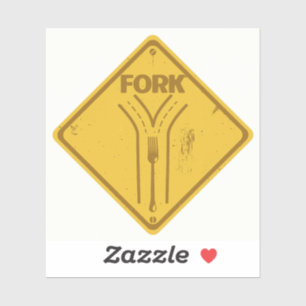 Fork in the road funny traffic sign sticker