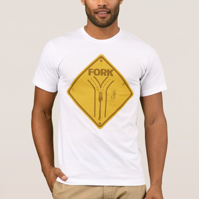 Fork in the road funny traffic sign T-Shirt (Front)