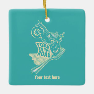 Fork in the road motorcycle crash ceramic ornament