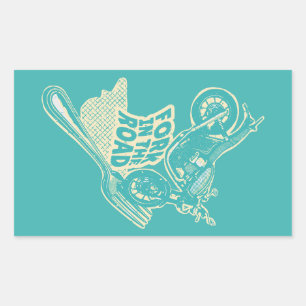 Fork in the road motorcycle crash rectangular sticker