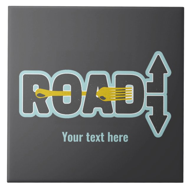 Fork in the road typographic text art ceramic tile (Front)