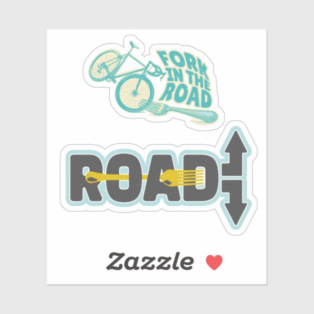 Fork in the road typographic text art sticker (Sheet)