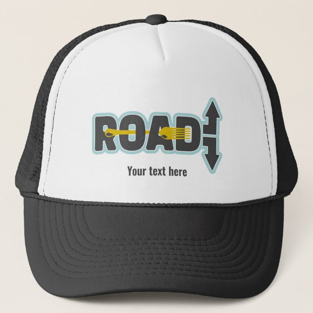 Fork in the road typographic text art trucker hat (Front)