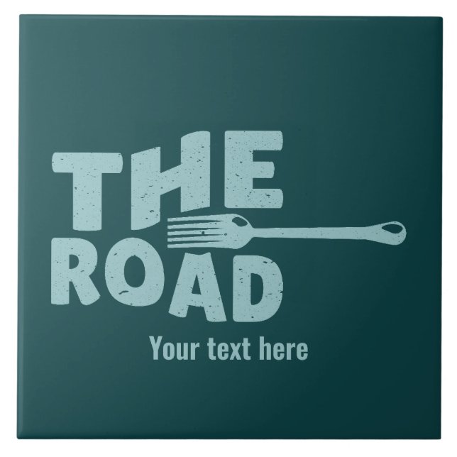 Fork in the road typography ceramic tile (Front)
