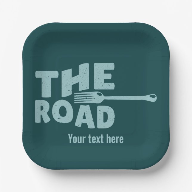 Fork in the road typography paper plates (Front)