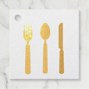 Fork, Knife and Spoon Gold Foil Favor Tags